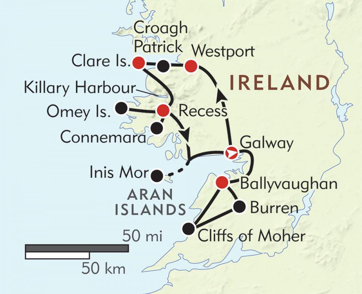 نقشہ کی آئر لینڈ کے مغربی کنارے 