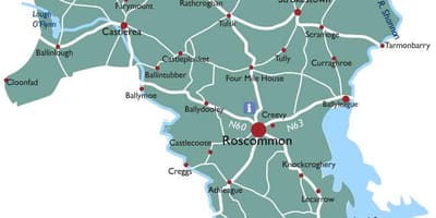 نقشہ کی کاؤنٹی roscommon آئر لینڈ