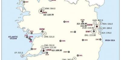 نقشہ آئر لینڈ کے دکھا ہوائی اڈوں